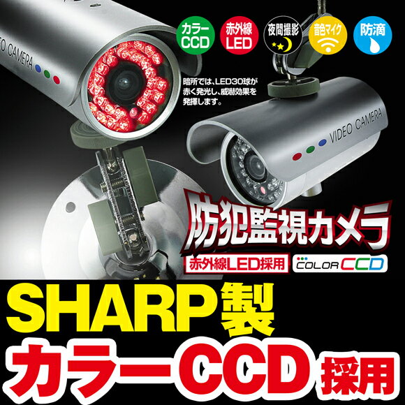 防犯カメラ 監視カメラ セット SHARP製カラーCCD 屋外 防滴・防水タイプ 小型 暗視 赤外線...:goodeyes:10000012