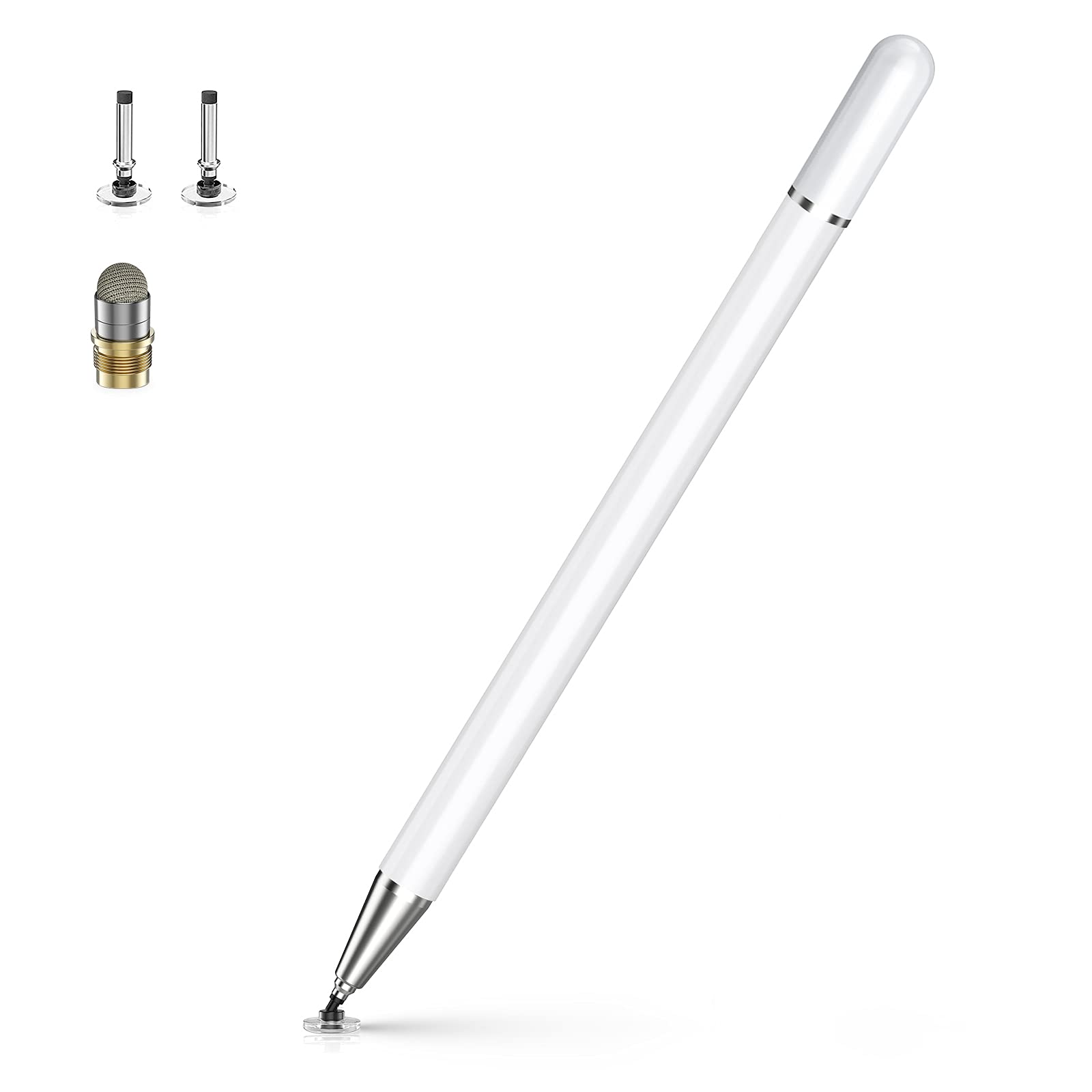【送料無料】KINGONE タッチペン スタイラスペン 2in1 極細 充電不要 アイフォン ペン iphone iPad Android タブレット(pc) スマホ 対応 たっちぺん イラスト ツムツム ゲーム スマートフォン ペン 磁気キャップ 高感度交換用ペン先付き(ディスク＋導電繊維)