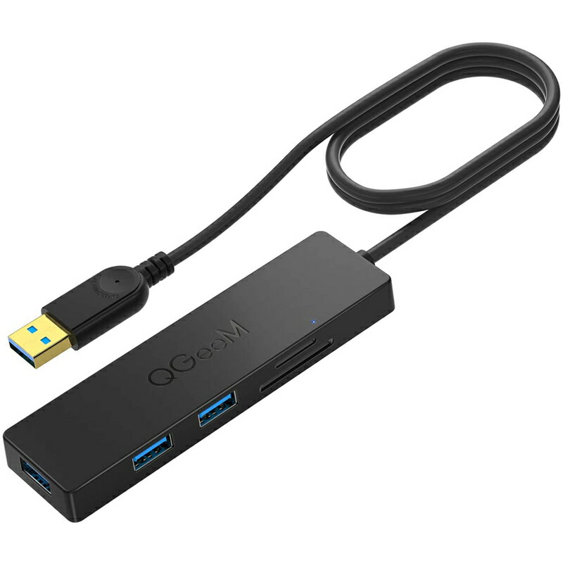 【マラソン20%OFFクーポン有】QGeem USB 5in1 ハブ USB 3.0 変換 アダプター 80cm ケーブル 5Gbps 3つの超高速USB 3.0 ポート <strong>SD</strong>/TF micro<strong>SD</strong> カードリーダー USB変換アダプター