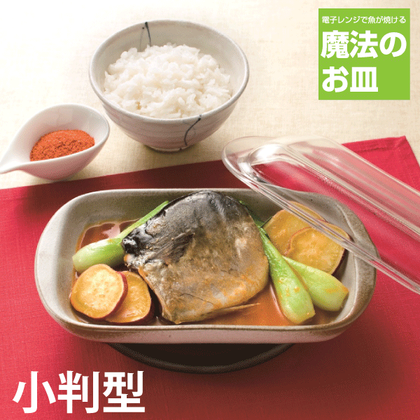 電子レンジでカンタン魚が焼ける！　魔法のお皿　小判型（深さ25）　専用ガラス蓋＋魚返し付きセット 全2色★レビュー割引キャンペーン！★購入動機・感想等をレビューへ記載いただける方は表示のキャンペーン価格でご提供！ 