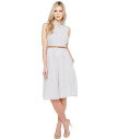 Donna Morgan ダナモーガン レディース 女性用 ファッション ドレス Donna Morgan ダナモーガン Sleeveless Shirtdress with Drop Waist Flare Skirt and Belt - Oxford Blue/White