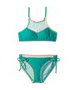 Hobie Kids 女の子用 スポーツ・アウトドア用品 キッズ 子供用水着 Hobie Kids Keep The Piece High Neck Crop Bra and Adjustable Hipster (Big Kids) - Seagreen