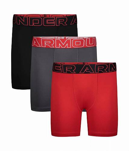 送料無料 アンダーアーマー Under Armour Kids 男の子用 ファッション 子供服 下着 Under Armour Kids Performance Tech Solid 3-Pack Boxer Briefs (Big Kids) - Black/Red