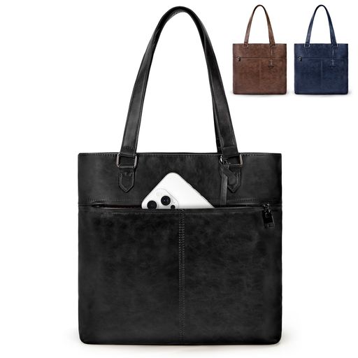 [RAINSMORE]トートバッグ<strong>ビジネスバッグメンズ大容量</strong>カバン手提げ肩掛け13インチPC対応撥水ファスナー付き通勤出張旅行ブラック