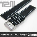 Aeromatic 1912 (エアロマティック1912) A-Band-L-NBK-20 純正 替えベルト 20mm レザーベルト ブラック 腕時計 【あす楽対応】