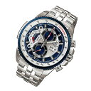 CASIO EDIFICE(カシオ エディフィス) EF-558D-2A/EF558D-2A クロノグラフ メタルベルト シルバー×ブルー メンズウォッチ 海外モデル 腕時計