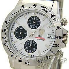 【正規品】ELGIN（エルジン） FK1184S-W クロノグラフ ダイバーズウォッチ 20気圧防水 メンズ 腕時計