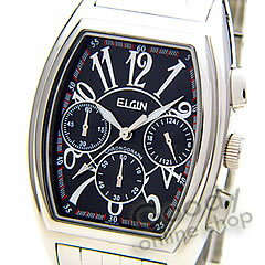 【正規品】ELGIN（エルジン） FK1215S-B クロノグラフ トノー ブラック メンズ 腕時計