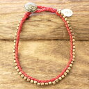 amp japan(アンプジャパン)「GIMME SHELTER」コレクション11ah-126red brass beads waxed cord bracelet(ブラス ビーズ ワックス コード ブレスレット)真鍮,蝋引き紐,シルバー925