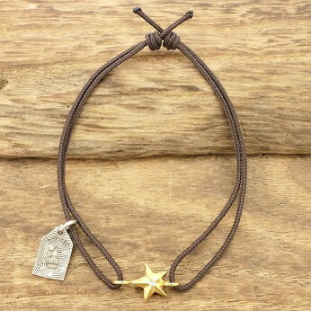 【即日発送可能】【限定】【別注】【コラボ】amp japan(アンプジャパン) x GOTHIC TOKYO11gh-150brownstar cord bracelet & anklet(スター コード ブレスレット アンクレット ミサンガ)真鍮,シルバー925,アクリルコード