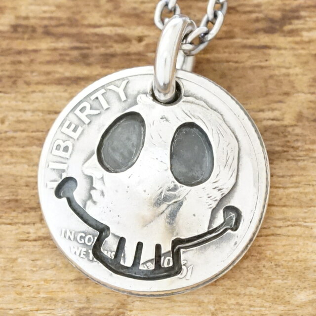 予約受付中【送料無料】NORTH WORKS(ノース ワークス)n-099 10¢skull smile necklace(10セント スカル スマイル コイン ネックレス)シルバー