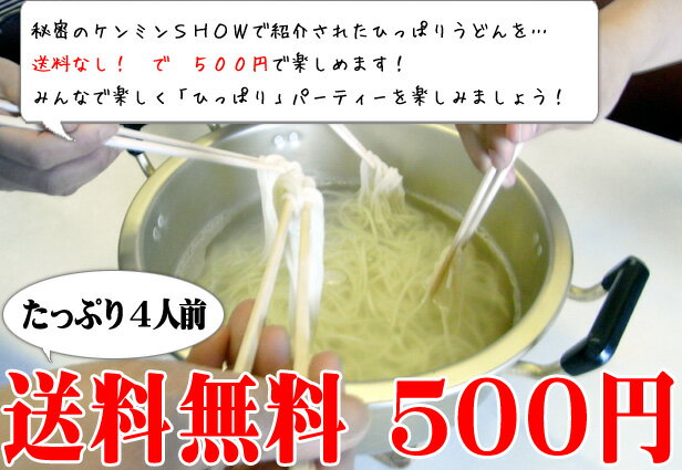 【送料無料500円！】山形のひっぱりうどん｜ひきずりうどん！秘密のケンミンSHOWで紹介されたひっぱりうどん。簡単調理で美味しくヘルシーにいただけます。500円のお試し商品です！ぜひお試しください【送料無料-0607】「秘密のケンミンSHOW」で紹介された山形の「ひっぱりうどん｜ひきずりうどん」をみんなで楽しく食べてみましょう！送料無料で500円ポッキリ！お試しできるようにしてみました（＾−＾