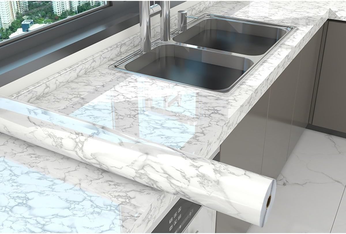 壁紙 壁紙シール 80cm*3M リメイクシート マーブル柄 のり付き はがせる カッティングシート 粘着シート 大理石シート 柄03 防水 防カビ リフォームシート 賃貸 キッチン テーブル 洗面所