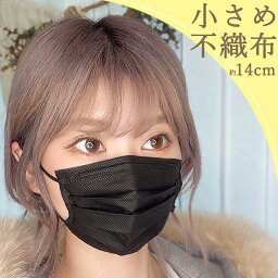 <strong>黒マスク</strong> 小さめ 不織布 マスク 平ゴム 使い捨て 50枚 ＋1枚 BFE 99% 女性 【 送料無料 】 レディース 小顔 ブラック おしゃれ かっこいい いつものマスク 51枚 Black