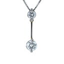 Pt850 Pt900 プラチナ ネックレス ダイヤモンド 0.148ct/0.351ct 2石 スイング ライン シンプル 40cm 鑑定書【新品仕上済】【el】【中古】【送料無料】