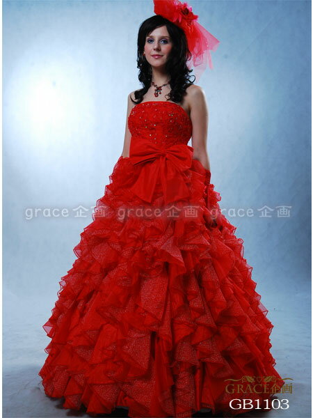 2009年新作☆【サイズオーダー】カラードレス 5~25号 レッドプリンセスライン