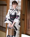 浴衣 レディース 3点セット(浴衣/帯/下駄) 白 ホワイト 黒 ブラック 紫 パープル 短冊 桔梗