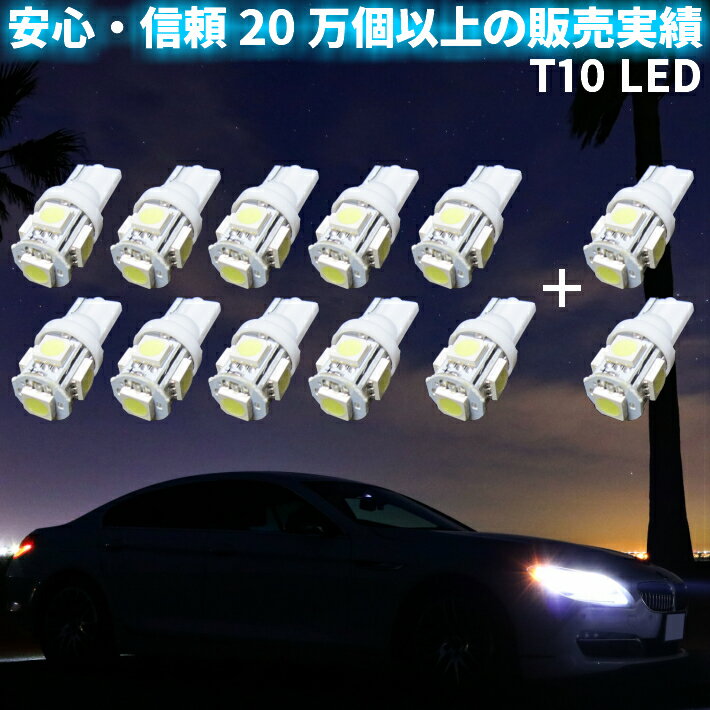 ＼買うなら今日お得／タイムセール3%offクーポン発行中 T10 LED ポジション ナンバーランプ　送料無料 激安 業販合計12個セット 高品質3倍光SMD 15連級 T16ウエッジ 10個+事前補償2個