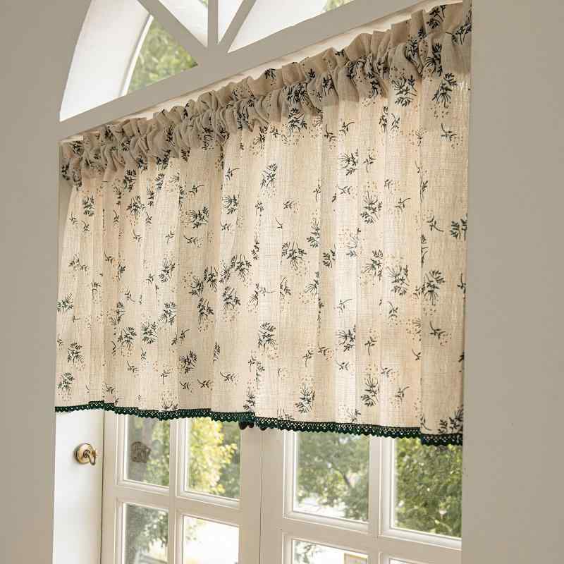 カフェカーテン おしゃれ 小窓 アメリカン キッチン ハーフ ショート リビングルーム 寝室 ウィンドウ バルコニー 遮光 日焼け防止 グリーン ブルー