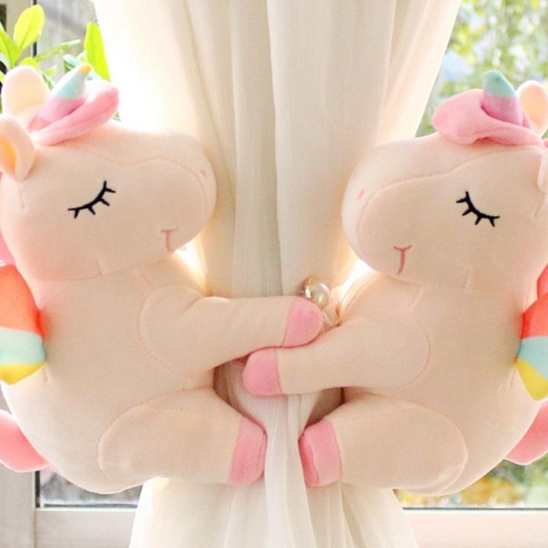 カーテンタッセル 子供部屋 キッズ ユニコーン キャラクター かわいい プリンセス風 カーテン留め具 クリップ デコレーション 装飾 インテリア 白 ピンク ブルー イエロー パステルカラー 造花