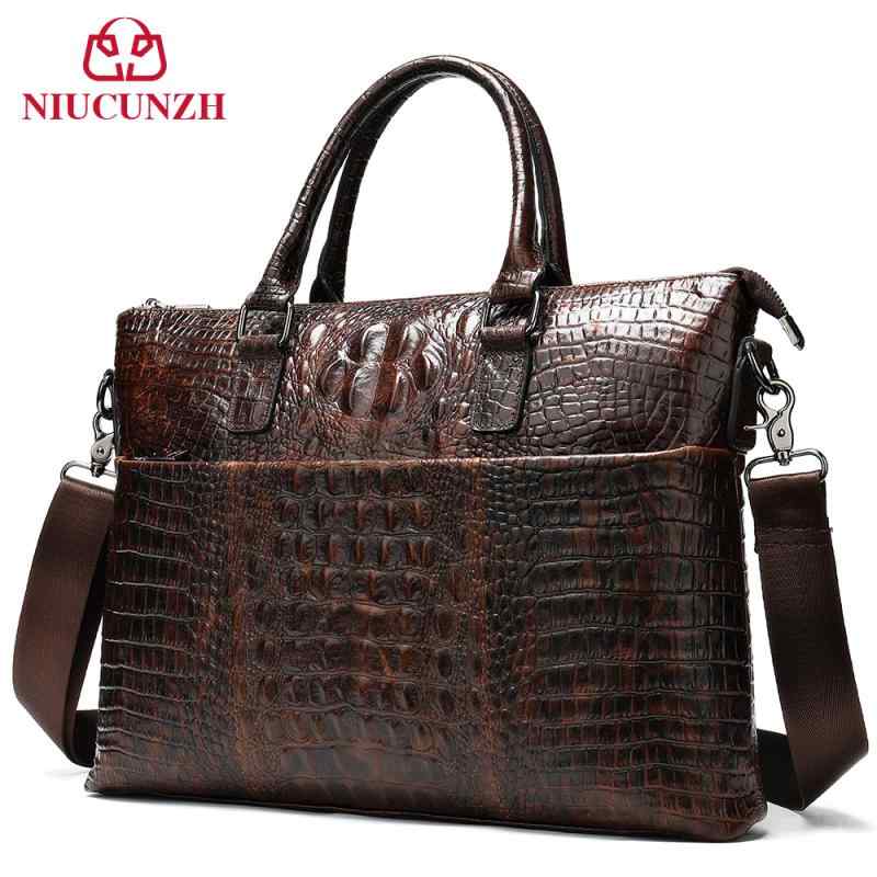 ビジネスバッグ メンズ 男性用 本革 牛革 レザー レトロ クロコダイル柄 型押し 出張 通勤 営業 書類カバン ブリーフケース PCバッグ パソコン収納 14インチ対応 丈夫 耐摩耗 ハンドバッグ 鞄 コーヒー 無地