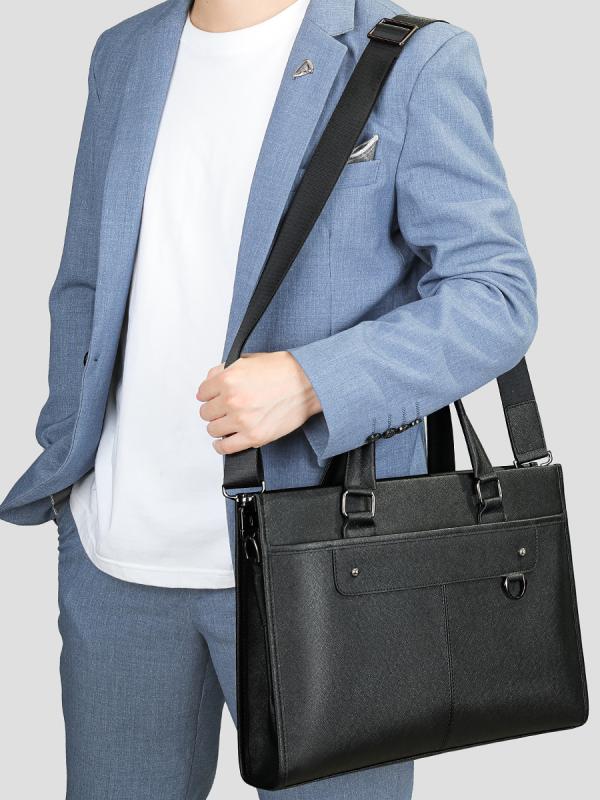 ビジネスバッグ メンズ 男性用 高級感 本革 牛革 大容量 手提げ ショルダーバッグ パソコン収納 PCバッグ 通勤 ビジネス 出張 耐摩耗 拡張機能 軽量 15インチ対応 黒 ブリーフケース 書類鞄