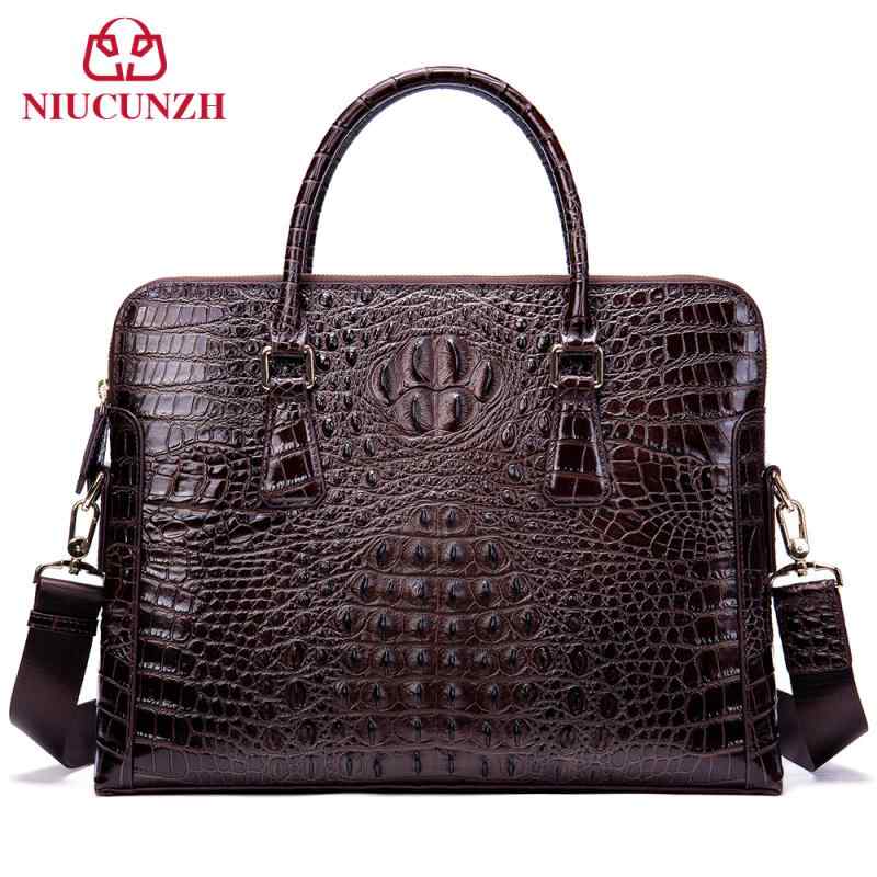 ビジネスバッグ メンズ 男性用 クロコダイル柄 型押し 本革 牛革 レザー 手提げ ブリーフケース ショルダーバッグ 斜めがけ 14インチPC収納 防水 ビジネス 通勤 出張 カジュアル 黒 コーヒー