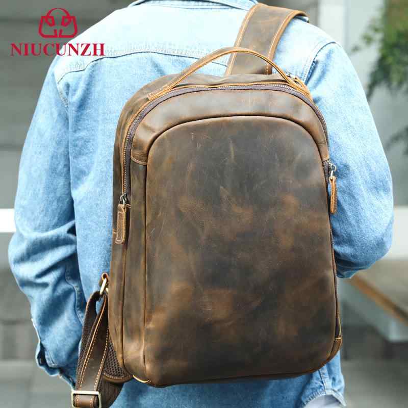 メンズリュック 本革 プルアップレザー デニム PC鞄 大容量 防水 耐衝撃 疲労軽減 欧米レトロ アウトドア 通勤 通学 コーヒー