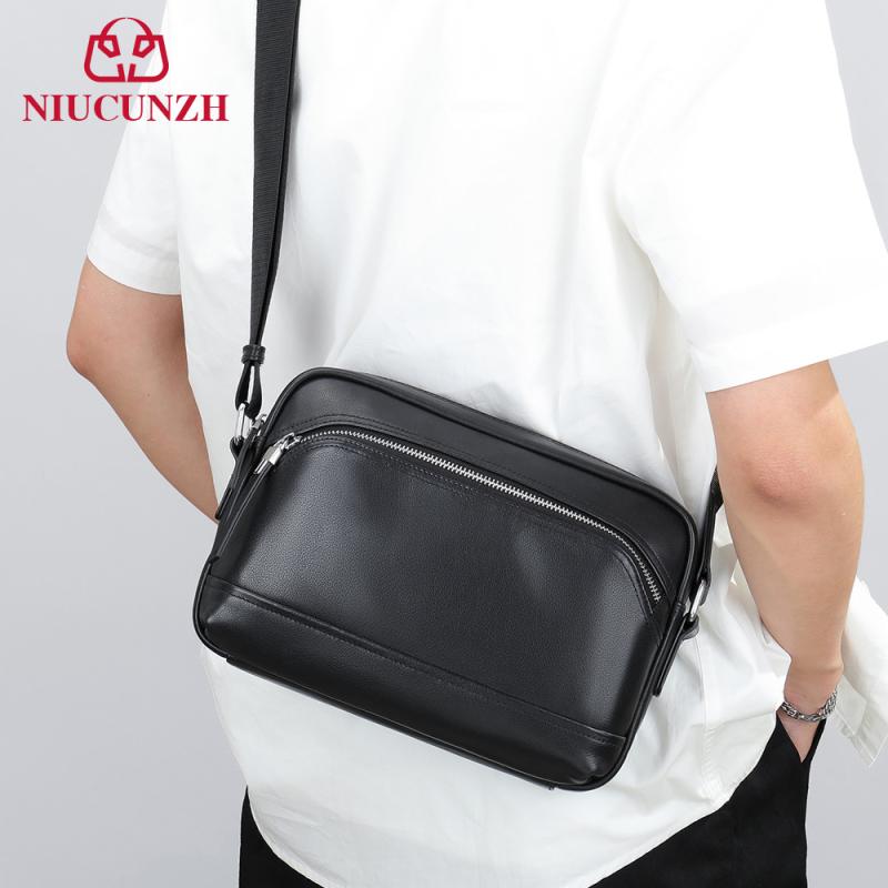 メンズ ショルダーバッグ 男性 本革 牛革 防水 斜め掛け ストリート トレンド おしゃれ 個性的 多機能 日常使い デイリーユース 通勤 通学 黒