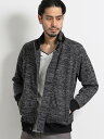 【メンズ】ストレッチ メランジニットフリース スタンドジップカットアウター