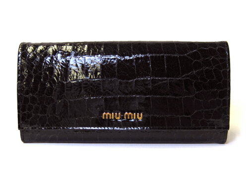 ミュウミュウ miu miu クロコ型押し 二つ折り長財布 5M1109 ST.COCCO.LUX （NERO） 【財布 さいふ サイフ】【2012新作モデル】【マラソン1207P02】 【FS_708-7】【F2】