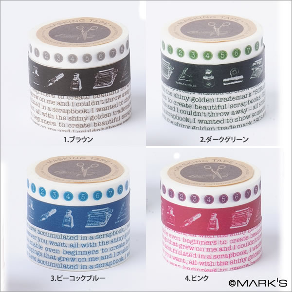 【マークス オリジナル】マスキングテープ3巻セット/スクラップホリック/タイプライター【楽ギフ_包装】【3,150円以上で送料無料】貼るだけで味のあるスクラップに。