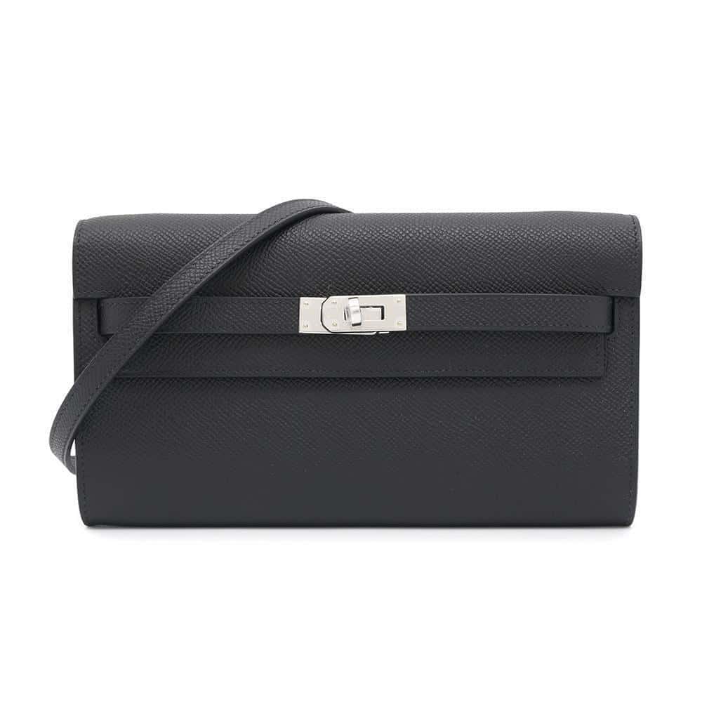 エルメス ケリーウォレット ロング トゥーゴー ブラック/シルバー金具 エプソン K刻印 HERMES 黒 エルメス 財布 HERMES WALLET