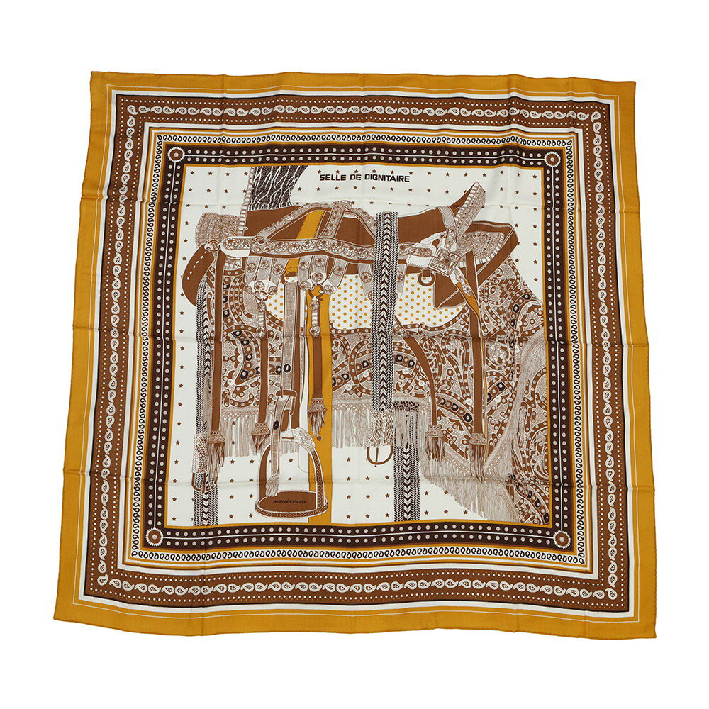 エルメス ストール カレ140 カレジェアン 高官の鞍 SELLE DE DIGNITAIRE カシミヤ シルク 【中古】 エルメス ストール HERMES SCARF