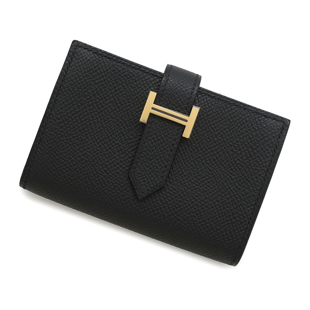 エルメス カードケース ベアン ミニ 小銭入れ付き ブラック/ゴールド金具 エプソン K刻印 HERMES 名刺入れ コインケース 黒 【中古】 エルメス カードケース HERMES CARD