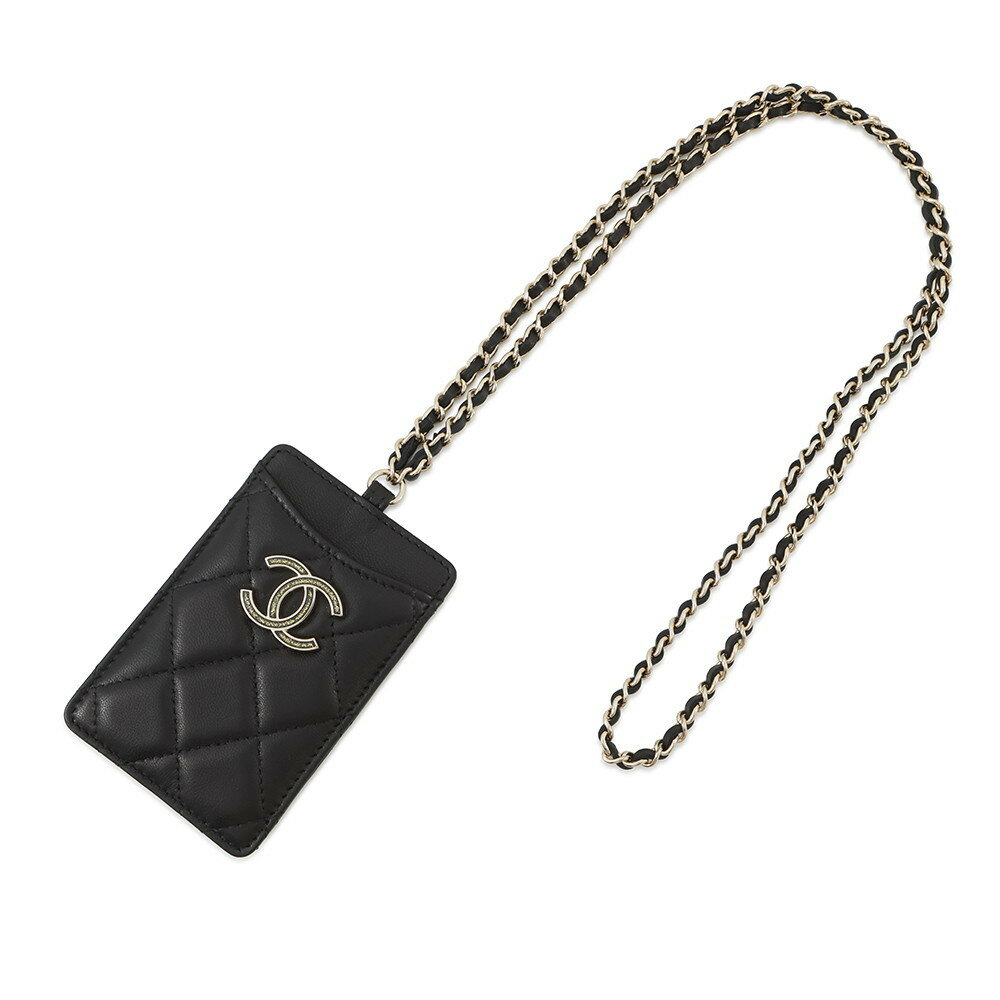 シャネル チェーンカードケース ココマーク マトラッセ ラムスキン A01745 CHANEL 黒 ノベルティ 【中古】 シャネル チェーンカードケース CHANEL CARD