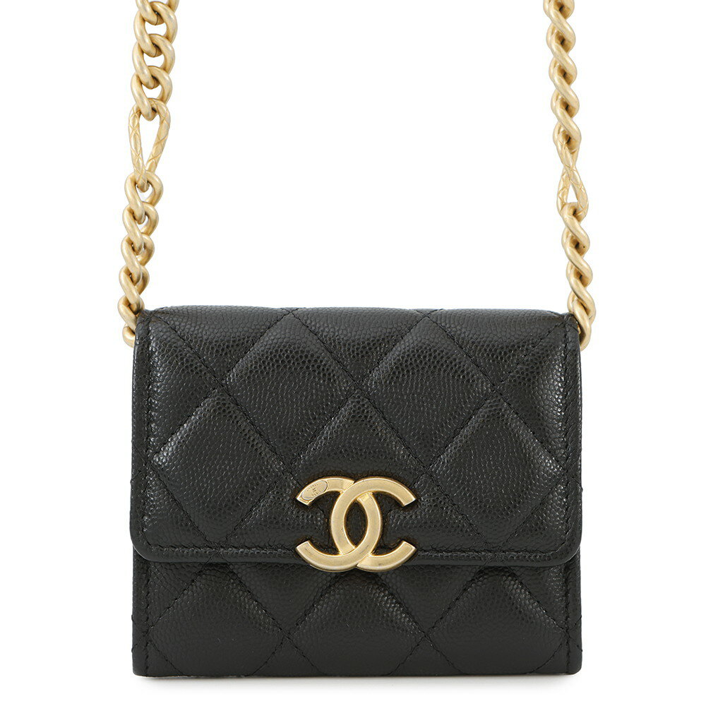 シャネル チェーンウォレット マトラッセ ココマーク カードケース ミニ キャビアスキン CHANEL 財布 【安心保証】 【中古】 シャネル コインケース シャネル 財布 CHANEL WALLET