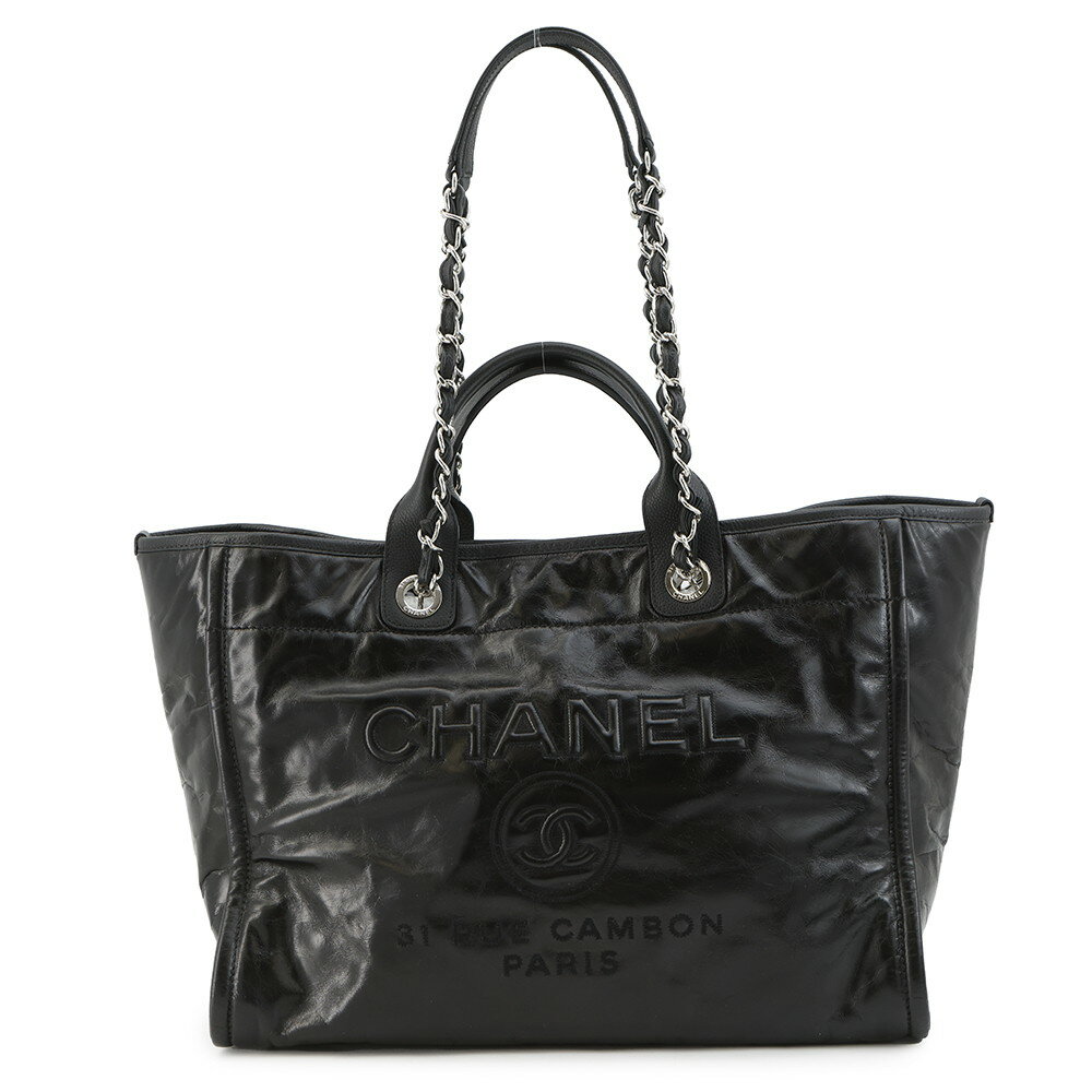 シャネル トートバッグ ドーヴィル ココマーク ラージ レザー CHANEL 2way 黒 【安心保証】 【中古】 シャネル バッグ シャネル レディース CHANEL