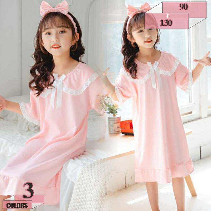 777円OFFクーポン 子供服 パジャマ 綿 お姫様 女の子 ワンピース ナイトドレス かわいい レース リボン 半袖 薄手 膝丈 ネグリジェ 子供 ルームウエア 部屋着 ガールズ ナイトウェア 寝間着 ジュニア プリンセス風 苺柄 旅行 お泊り gratiahome