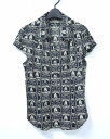 【中古】 HYSTERIC GLAMOUR WOMENS (ヒステリックグラマー ウイメンズ ウーマンズ) WHISKY総柄 半袖パフスリーブSH BLACK FREE ブラック フリー ウイスキー PUFF SLEEVES SHIRTS シャツ ブラウス WOMAN'S LADYS レディース