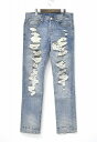 【中古】 SWAGGER (スワッガー) CRASH DENIM PANTS クラッシュデニムパンツ 28 L.INDIGO ダメージ加工 ユーズド加工 CRUSH JEANS ジーンズ ジーパン