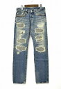 【中古】HYSTERIC GLAMOUR WOMENS (ヒステリックグラマー ウイメンズ ウーマンズ) CLASH加工デニム COOL BOYS PT クラッシュ加工 クールボーイズデニムパンツ 15SS BLACK XXS ブラック LADYS レディース DENIM PANTS CRASH JEANS ジーンズ CROPPED クロップド