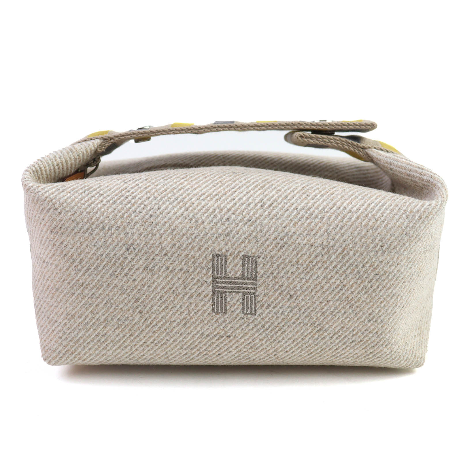 未使用品△HERMES エルメス ブリッド ア ブラック PM オ カレ ウール100％ セーグル シルバー金具 セリエボタン ハンドバッグ ポーチ 箱付き フランス製 レディース【中古】