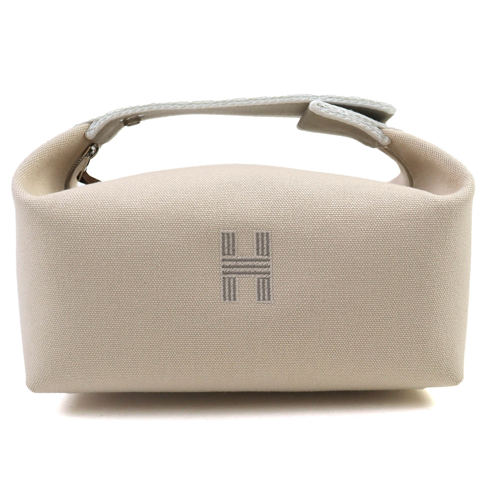 未使用品△HERMES エルメス ブリッド ア ブラック PM コットン100％ ナチュラル シルバー金具 Hロゴ ハンドバック ポーチ フランス製 レディース 大人気 オススメ◎【中古】