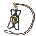 良品◇LV ルイヴィトン 2019年 M68382 LVサークル モノグラムキャンバスストラップ付 フォンフォルダー・ルイーズ スマホホルダー 黒×金【中古】