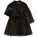 【中古】美品▼MINK ミンク 本毛皮セミロングコート ダークブラウン 毛質艶やか・柔らか◎