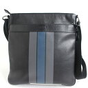 【中古】美品□COACH コーチ F54193 チャールズ ヴァーシティ レザー クロスボディー ショルダーバッグ ブラック×グラファイト×ダークデニム