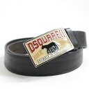 【ドンドン見直し】【中古】〇良品■伊製 DSQUARED2 ディースクエアード RUMBLE IN THE JUNGLE スクエア トップバックル レザーベルト S メンズ