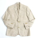 【中古】極美品◎LAUREN RALPH LAUREN ローレンラルフローレン TRIM FIT ストライプ柄 シングルタイプ リネンジャケット ベージュ系 38S
