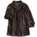 【中古】極美品▼MINK ミンク 本毛皮コート ダークブラウン 大きめサイズ15号 毛質艶やか・柔らか◎
